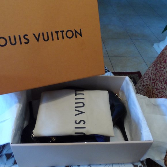 Louis Vuitton Black Patent Leather Peep Toe Ankle Boots Size 36.5B - Picture 2 of 16